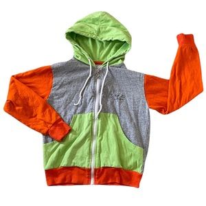 Arie Color Block Hoodie Boys size S Gray Green Orange